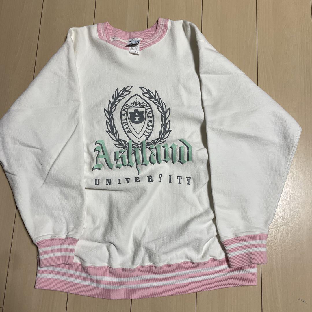 champion チャンピオン リバースウィーブ　ホワイト　リブライン　ピンク