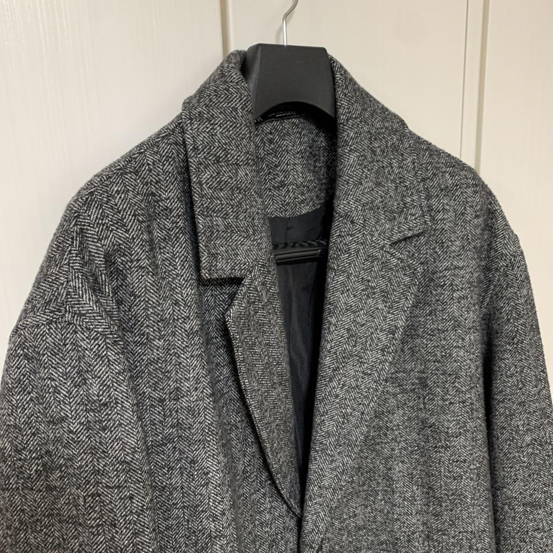 ZARA メンズ グレーツイードチェスターコート Mサイズ ほぼ未使用