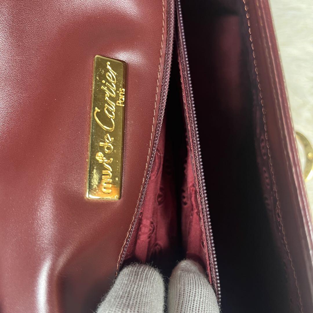 Cartier カルティエ ハンドバッグ マストライン C金具 裏地総柄 ロゴ