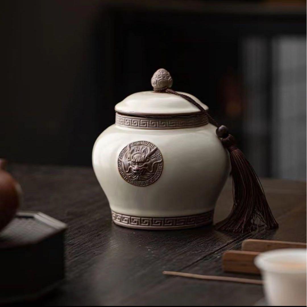 龍の茶筒Aシノワズリ中国茶器茶壺茶托飾り魔道祖師陳情令