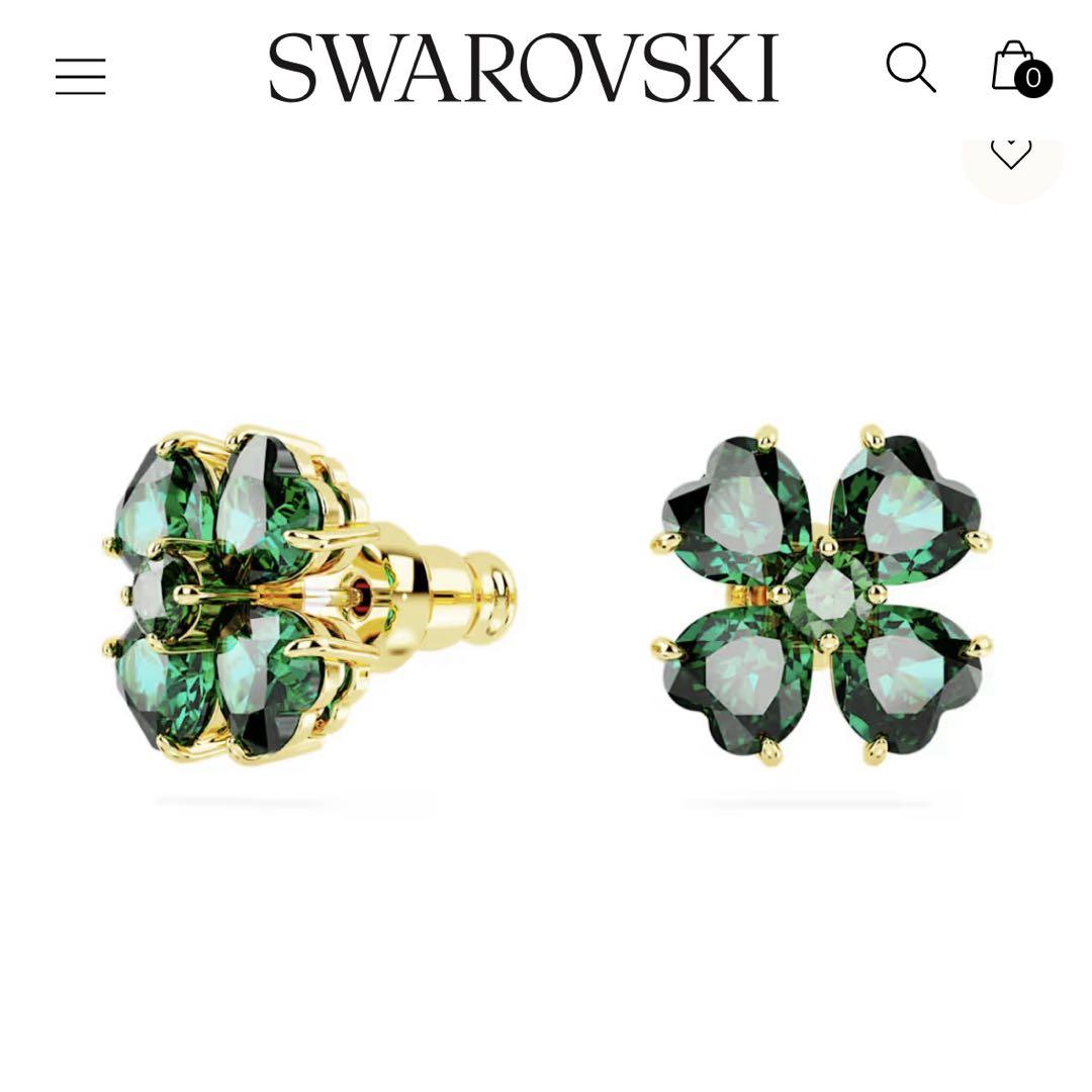 スワロフスキー　スタッドピアス　クローバー