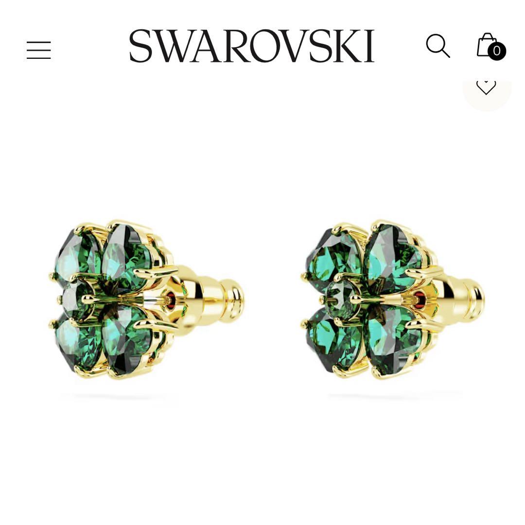 スワロフスキー　スタッドピアス　クローバー