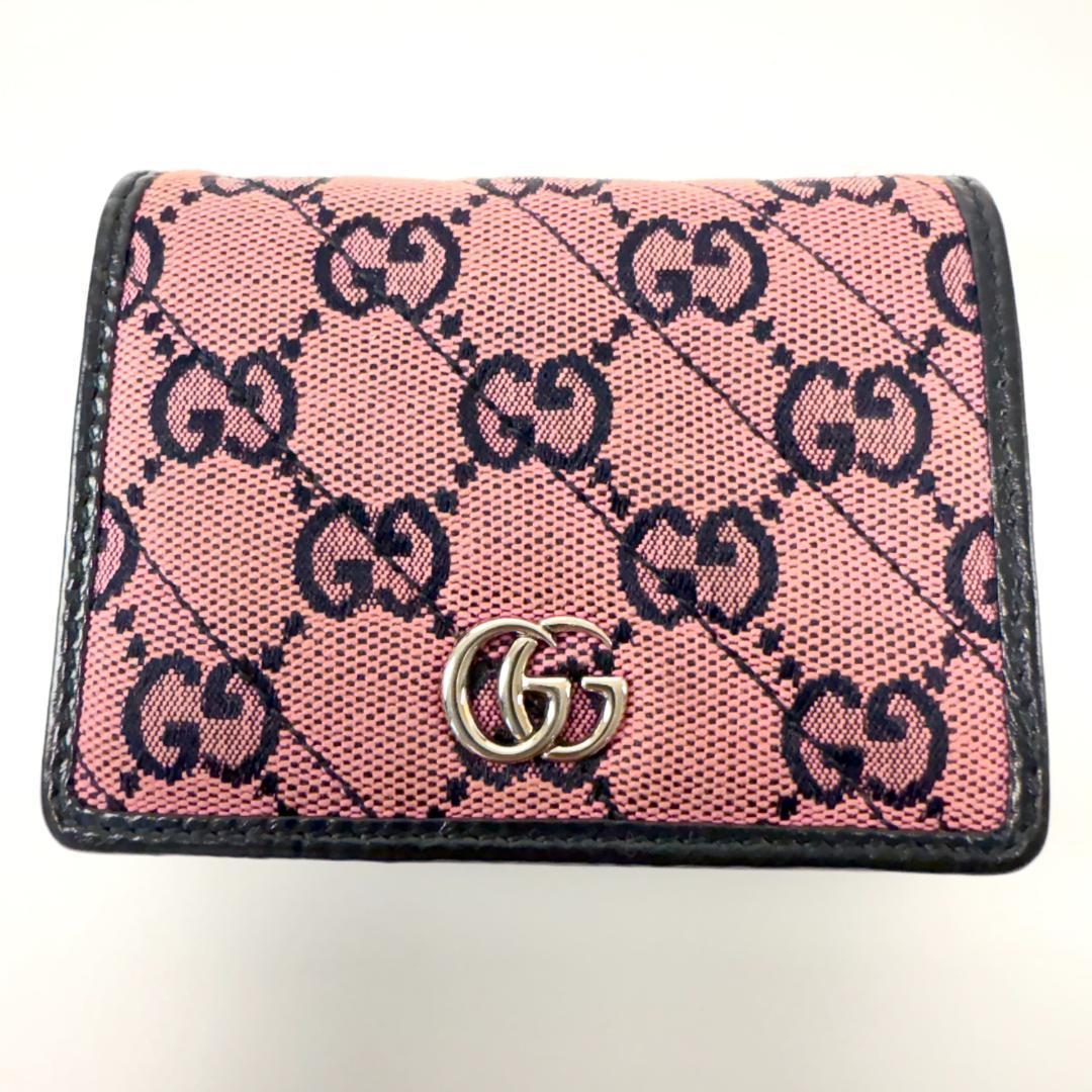 入手困難　GUCCI グッチ GGマーモント キャンバス 折り財布 マルチカラー