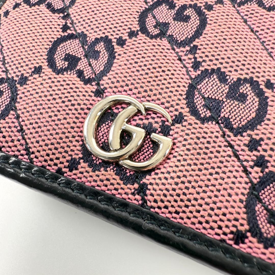 入手困難　GUCCI グッチ GGマーモント キャンバス 折り財布 マルチカラー