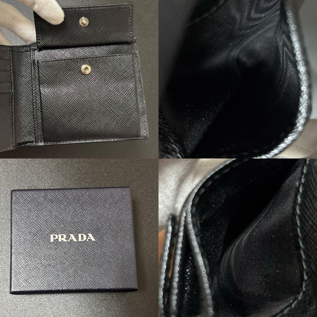p89　プラダ　二つ折り財布　サフィアーノ　ブラック