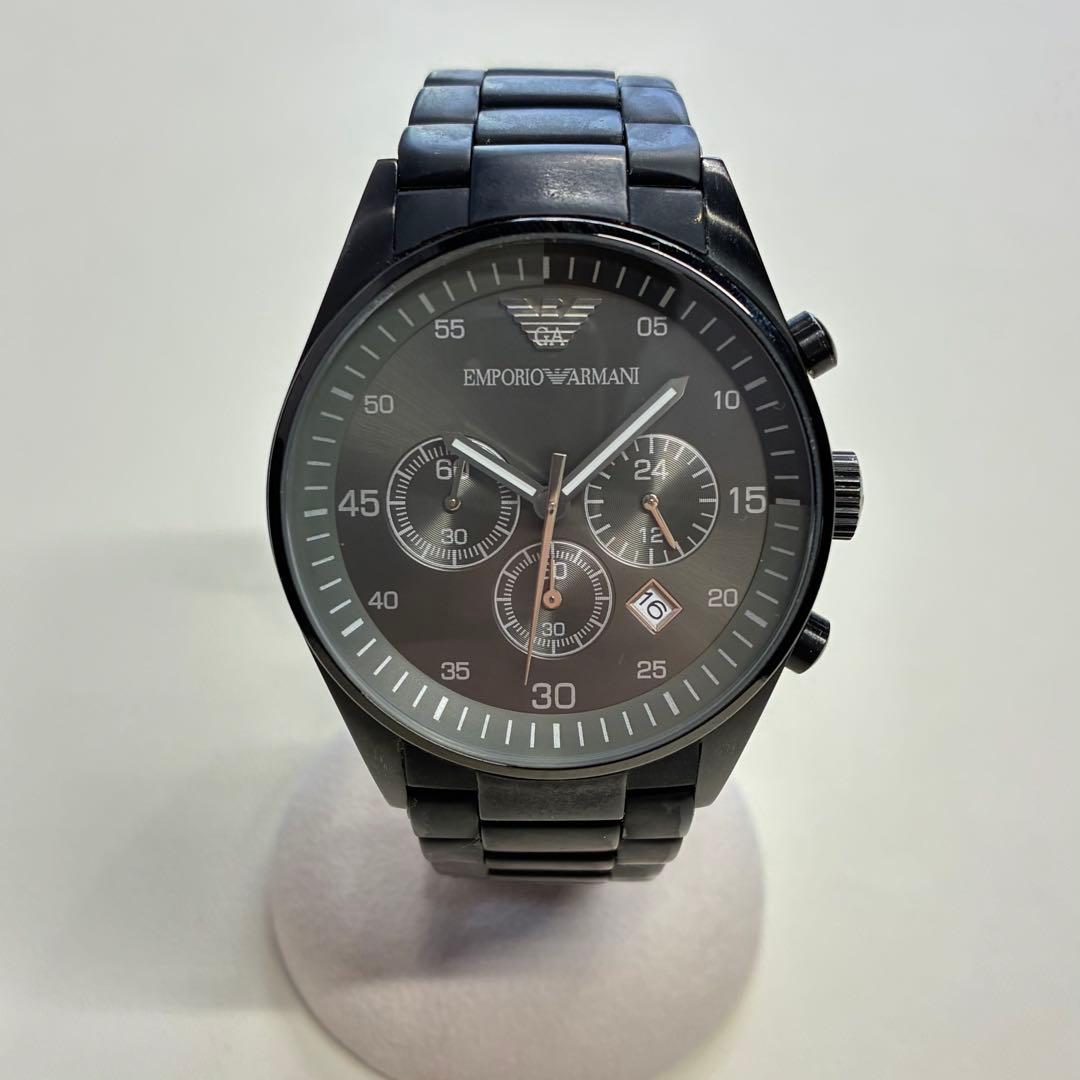 ※電池交換済 EMPORIO ARMANI クロノグラフ 腕時計 AR5889