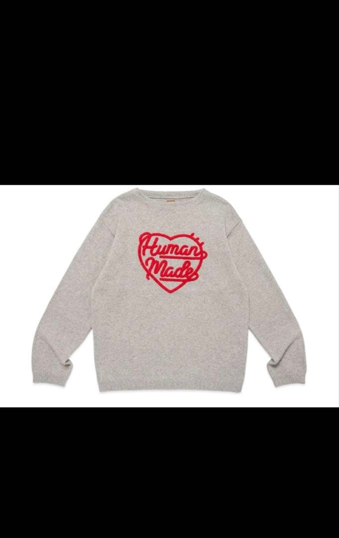 HUMAN MADE Heart Knit Sweater GrayL・HUMAN MADE