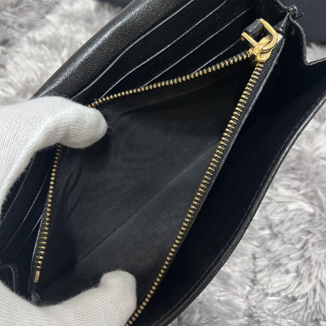 美品✨PRADA 長財布　ナッパ　ギャザー　メタル　ブラック　レディース