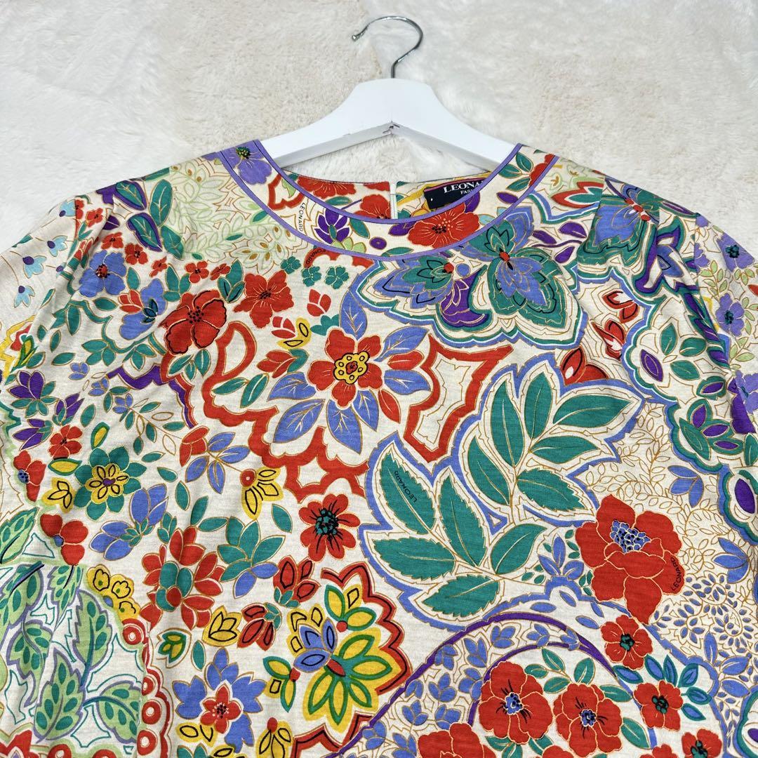 最低価格の ✨希少✨美品✨LEONARD 花柄 ウール シルク リボン ブラウス L トップス
