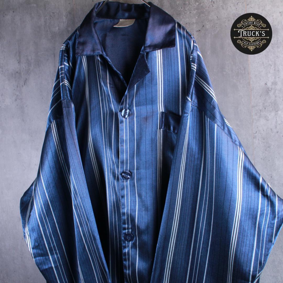 古着　90'sヴィンテージ　スリーピングシャツ　ポリエステルシャツ　光沢　XL 4,896円