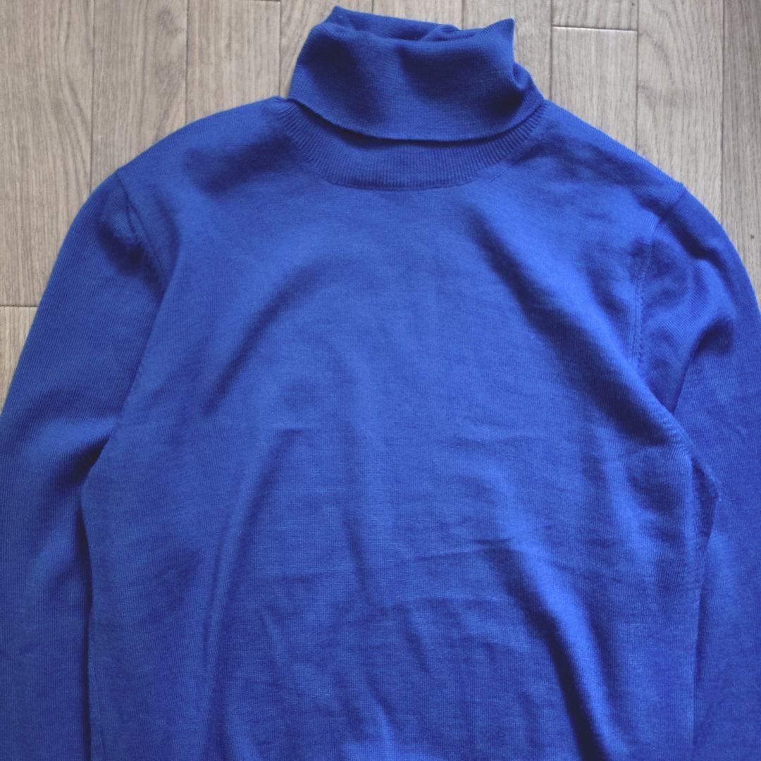 美品 GRANSASSO 12G ハイゲージ タートルネックニット ブルー 近年 美品 GRANSASSO 12G ハイゲージ タートルネックニット ブルー 近年
