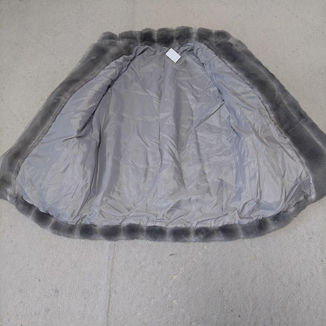 毛皮コート リアルファー コート ショート 丈 ラビット グレー SIZE GULLKHAN_COM