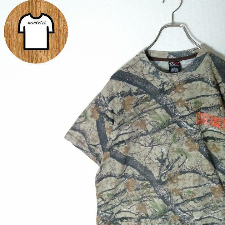 迷彩Tシャツ リアルプリント カモフラ 海外古着 森 木 A353