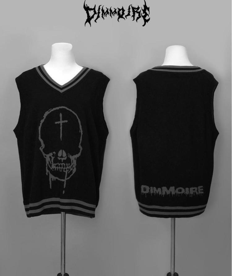 【オープニングセール】 dimmoire skullニットベスト Blackx gray - メルカリ トップス