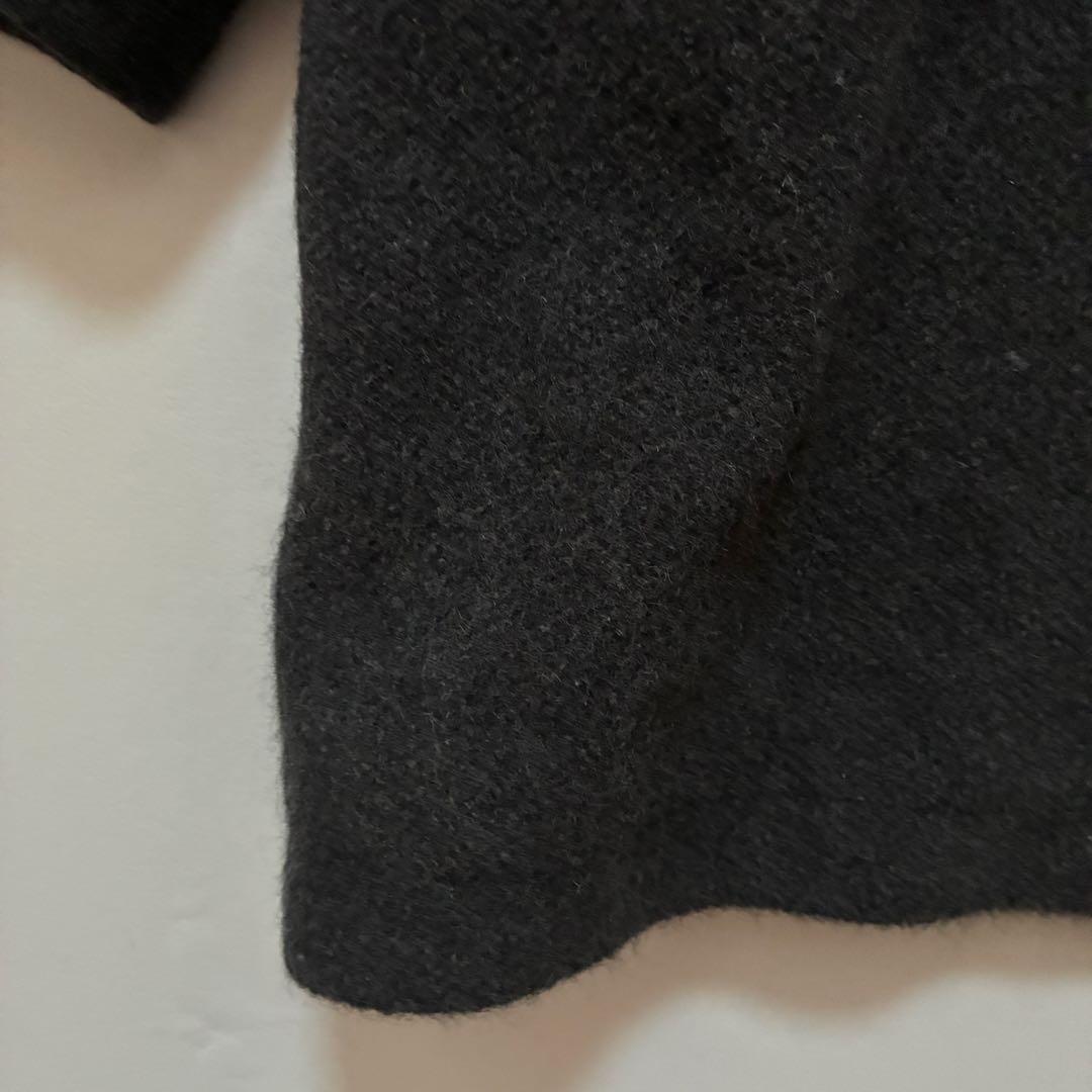 【ランバン】ウールコート アンゴラ混 ミドル丈 スタンドカラー グレー48 【ランバン】ウールコート アンゴラ混 ミドル丈 スタンドカラー グレー48