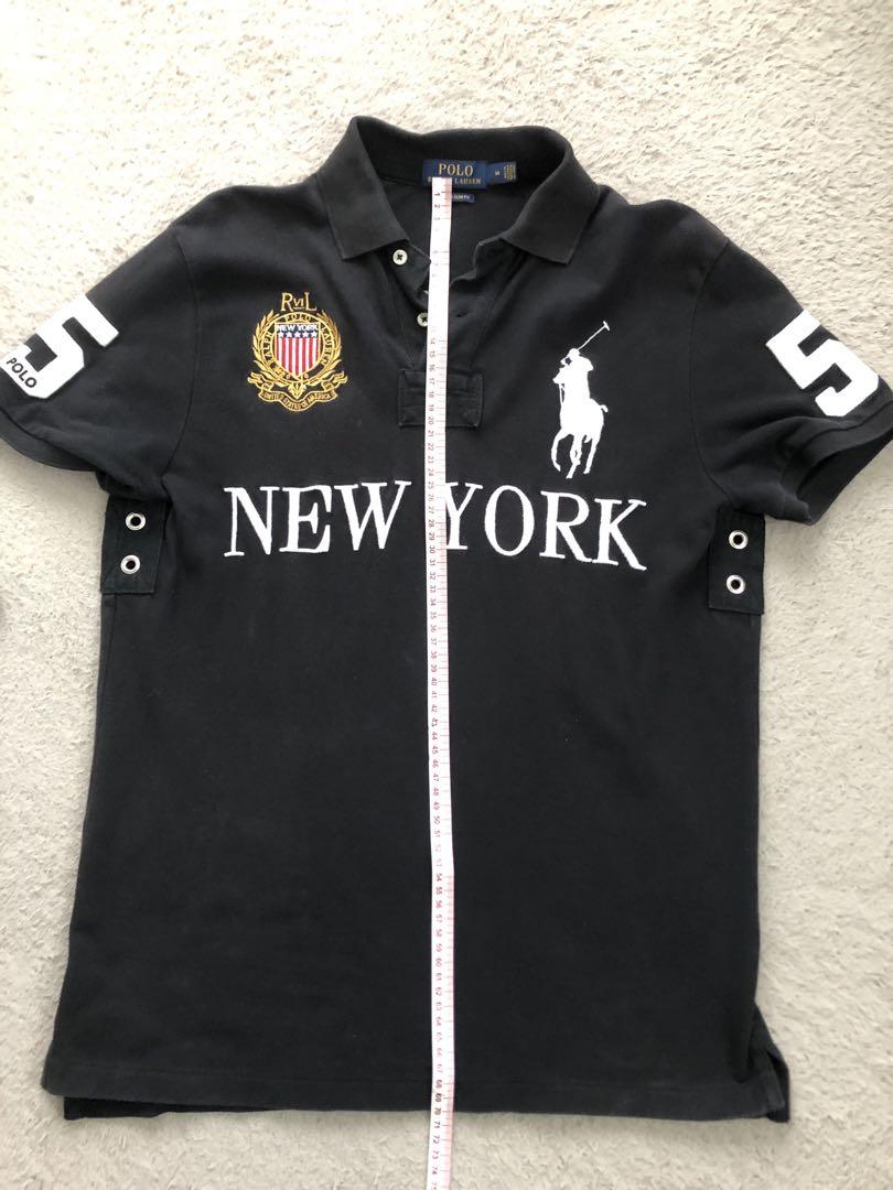 ポロ・ラルフ・ローレン 黒 ポロシャツ NEW YORK ビックポニー