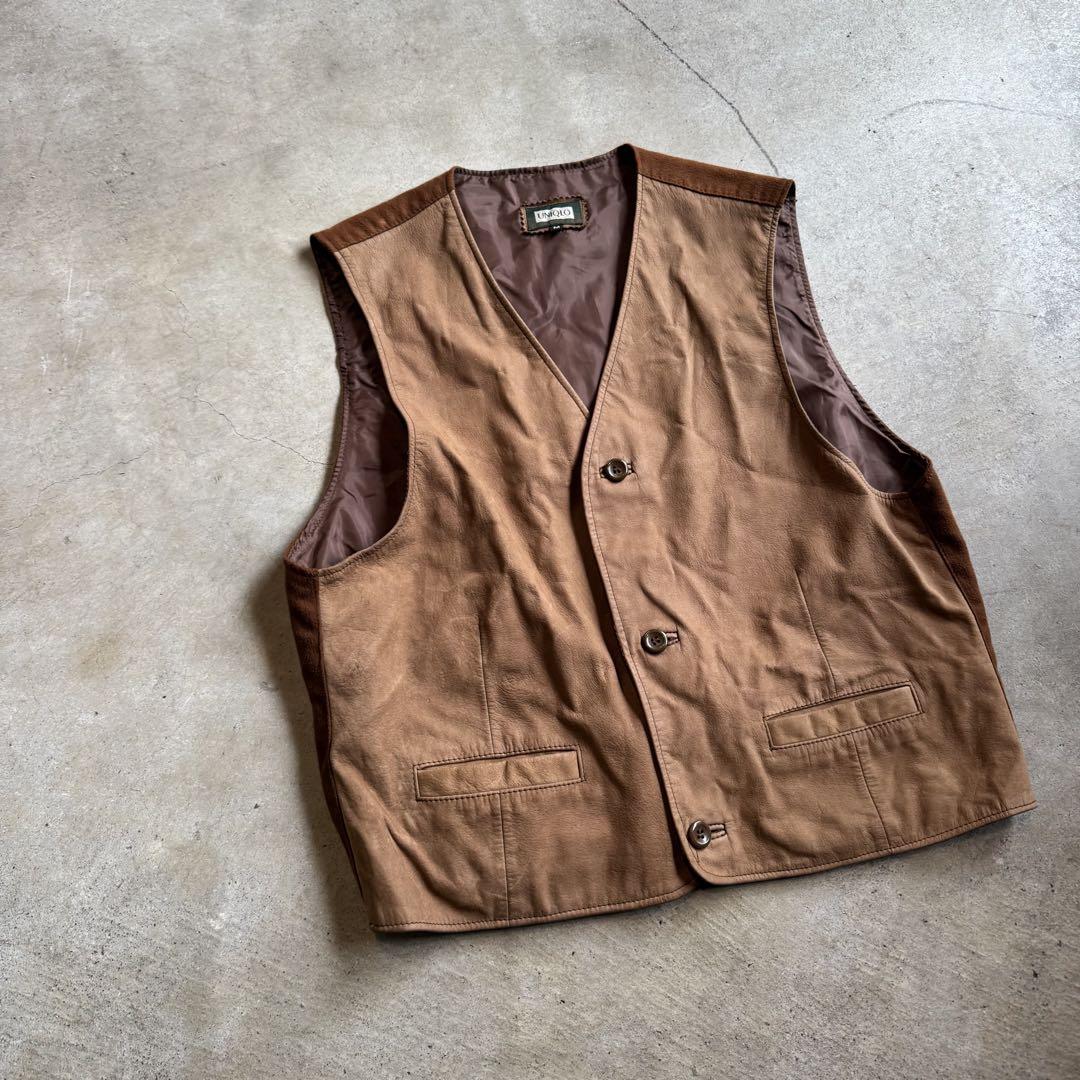 1980's〜1990's OLD UNIQLO カウレザーベスト