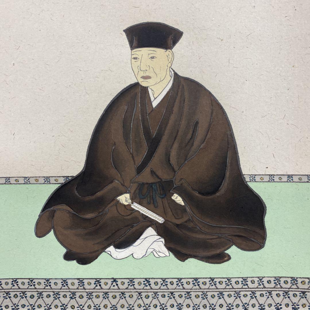 美品 掛け軸 宝林寺 福本積応作「円相 無一物」共箱 禅語 年中掛け 美品 掛け軸 宝林寺 福本積応作「利休座像」共箱 禅語 年中掛け