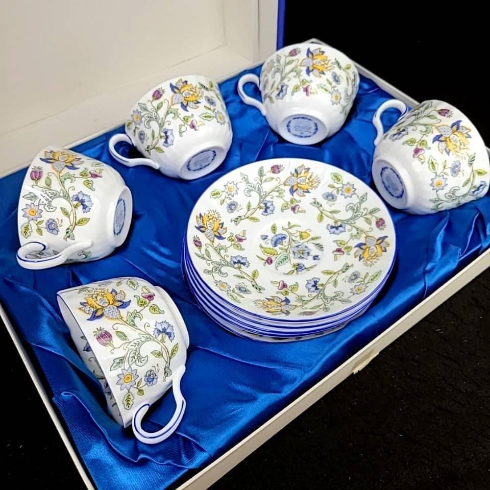 ミントン ハドンホール ブルー カップ ソーサー 5客 箱つき 1Minton