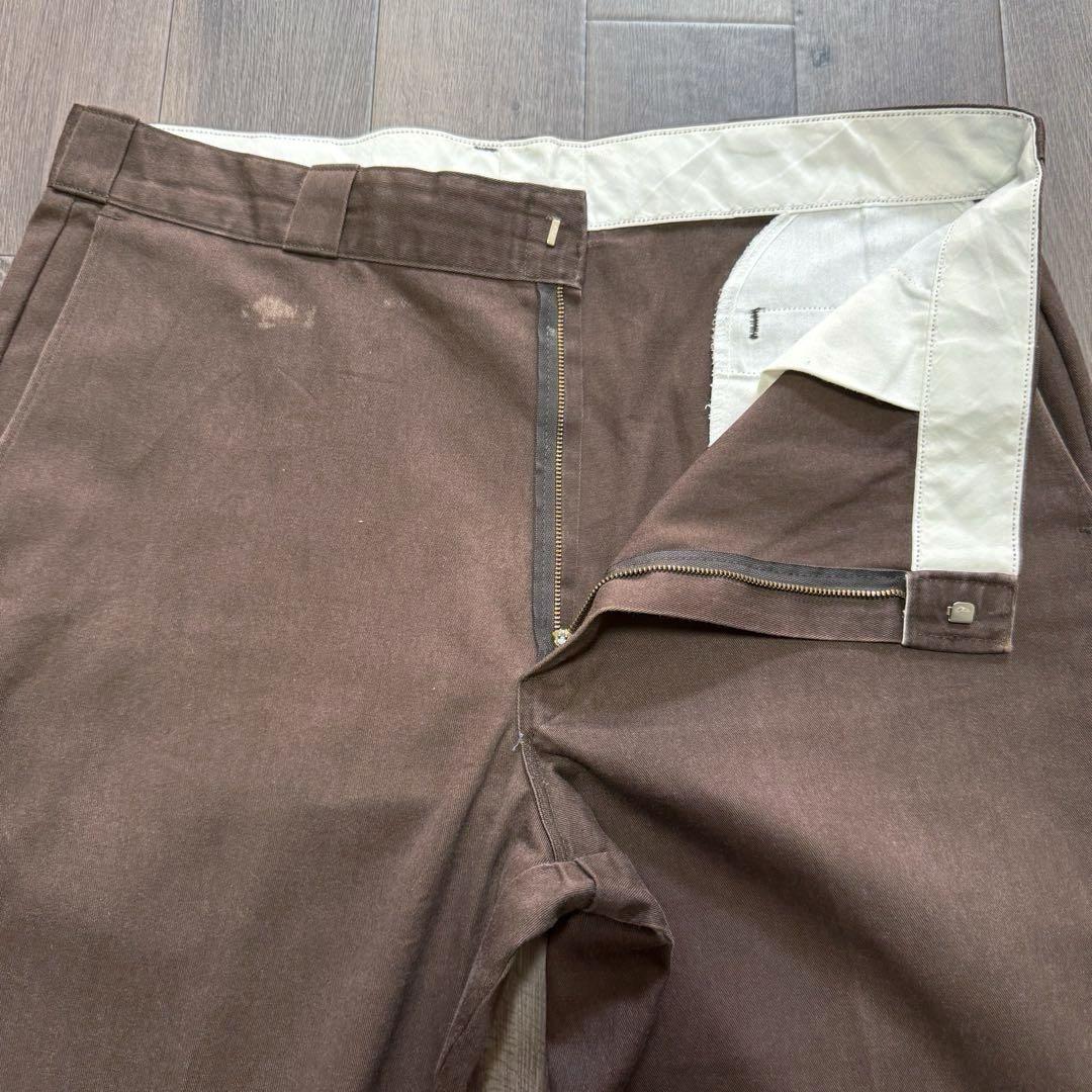 80s USA製 Dickies874 ブラウン ワークパンツ チビタグ 茶色