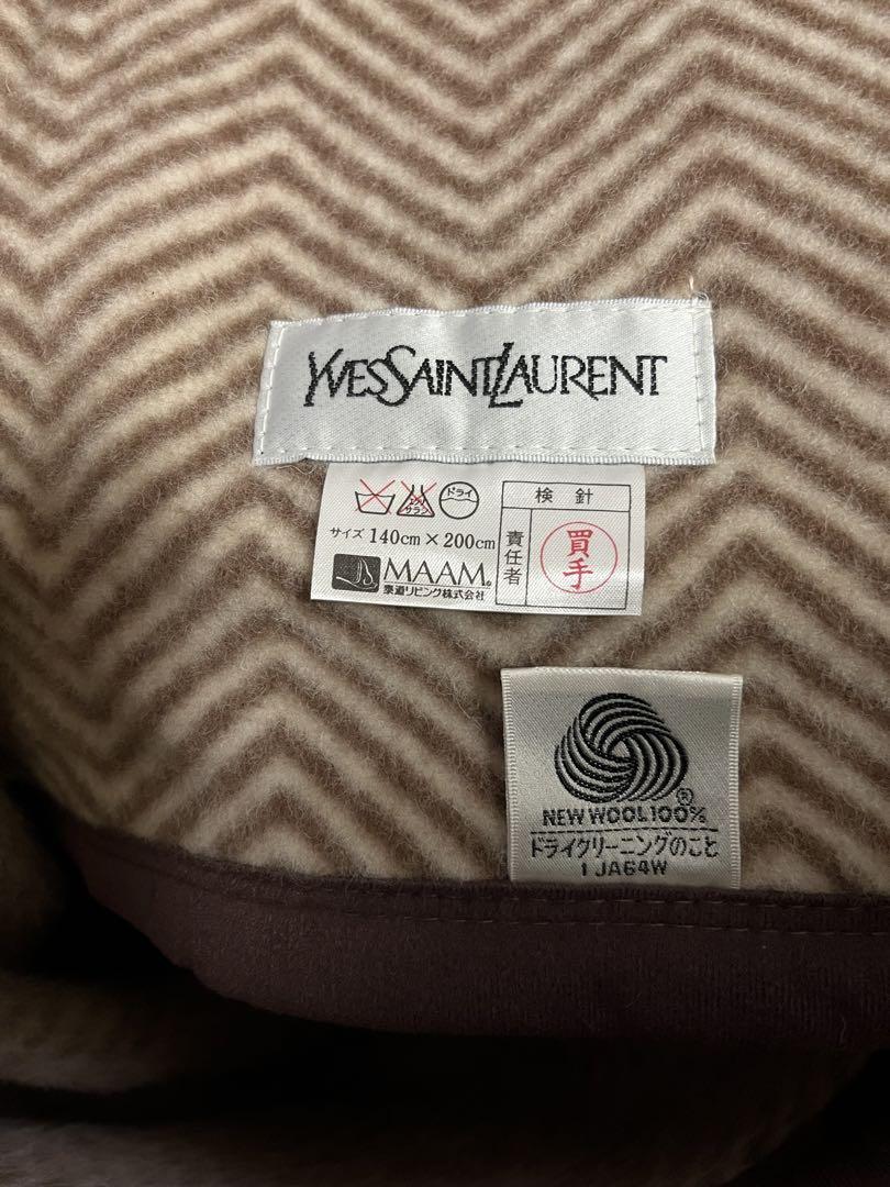 新品イヴサンローランYVESAINTLAURENTカシミヤ入純毛毛布ウール毛布