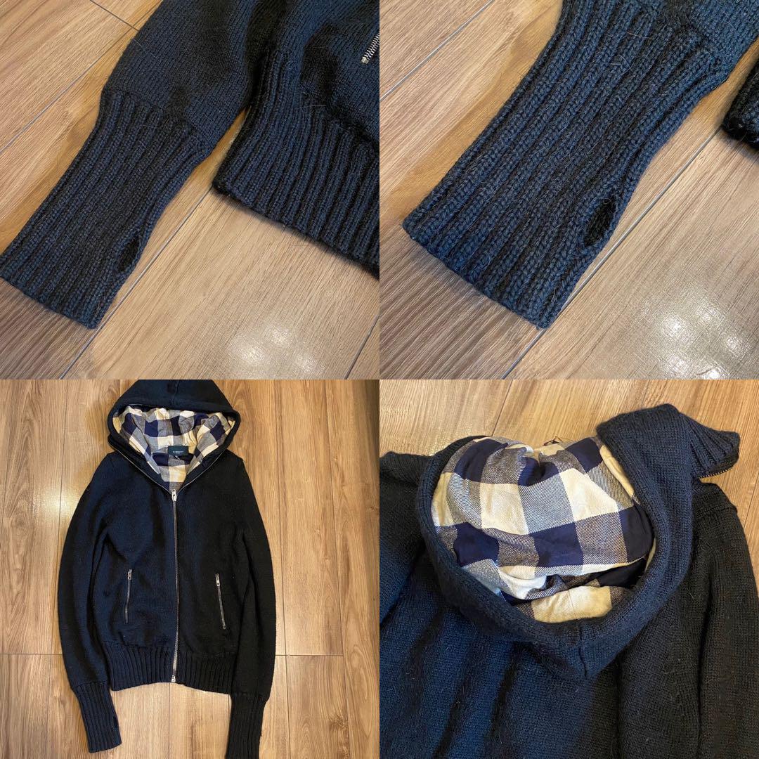 GIVENCY ジバンシー アルパカ混 ニットパーカー ジップアップ 黒 S GIVENCY ジバンシー アルパカ混 ニットパーカー ジップアップ 黒 S