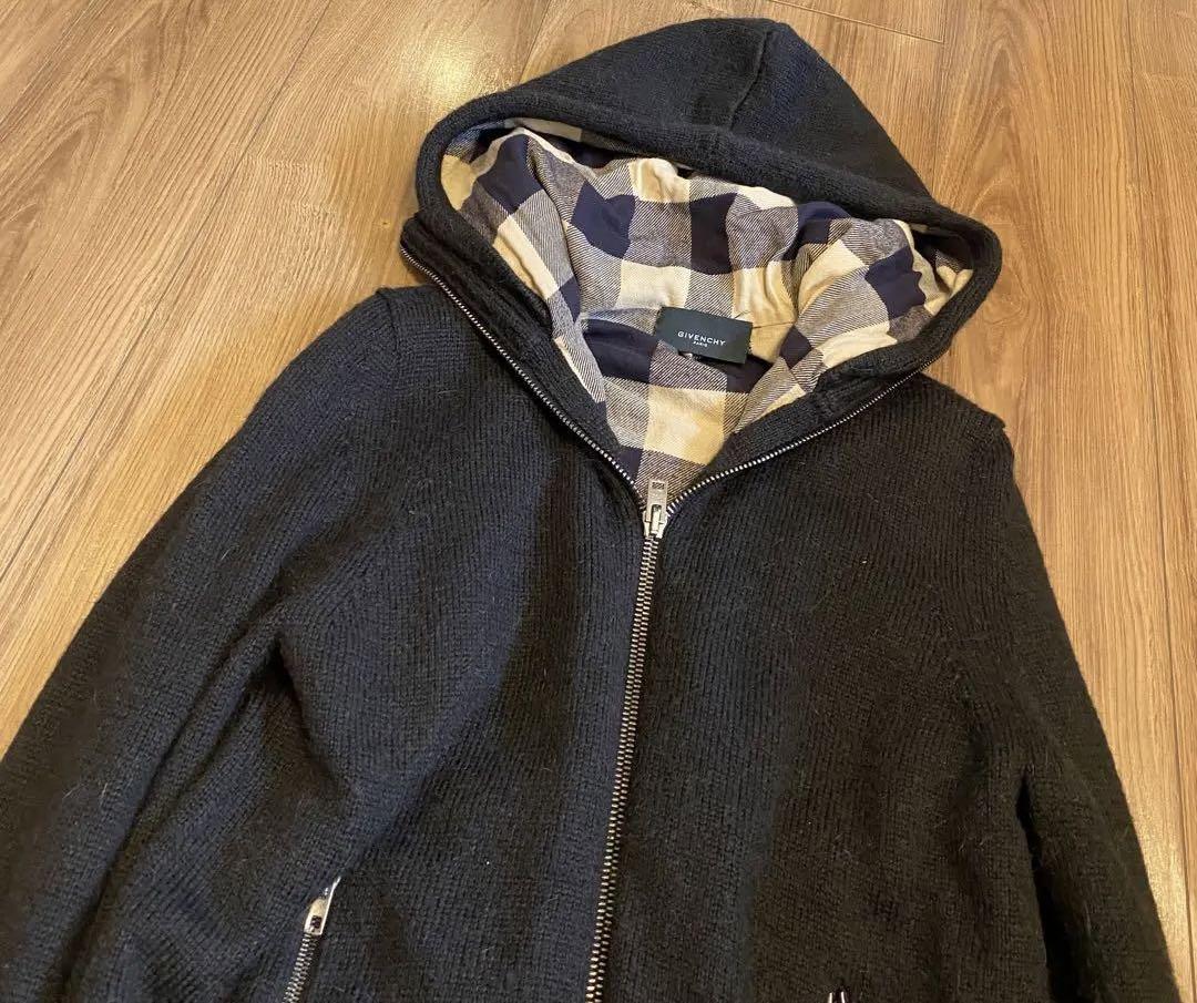 GIVENCY ジバンシー アルパカ混 ニットパーカー ジップアップ 黒 S GIVENCY ジバンシー アルパカ混 ニットパーカー ジップアップ 黒 S