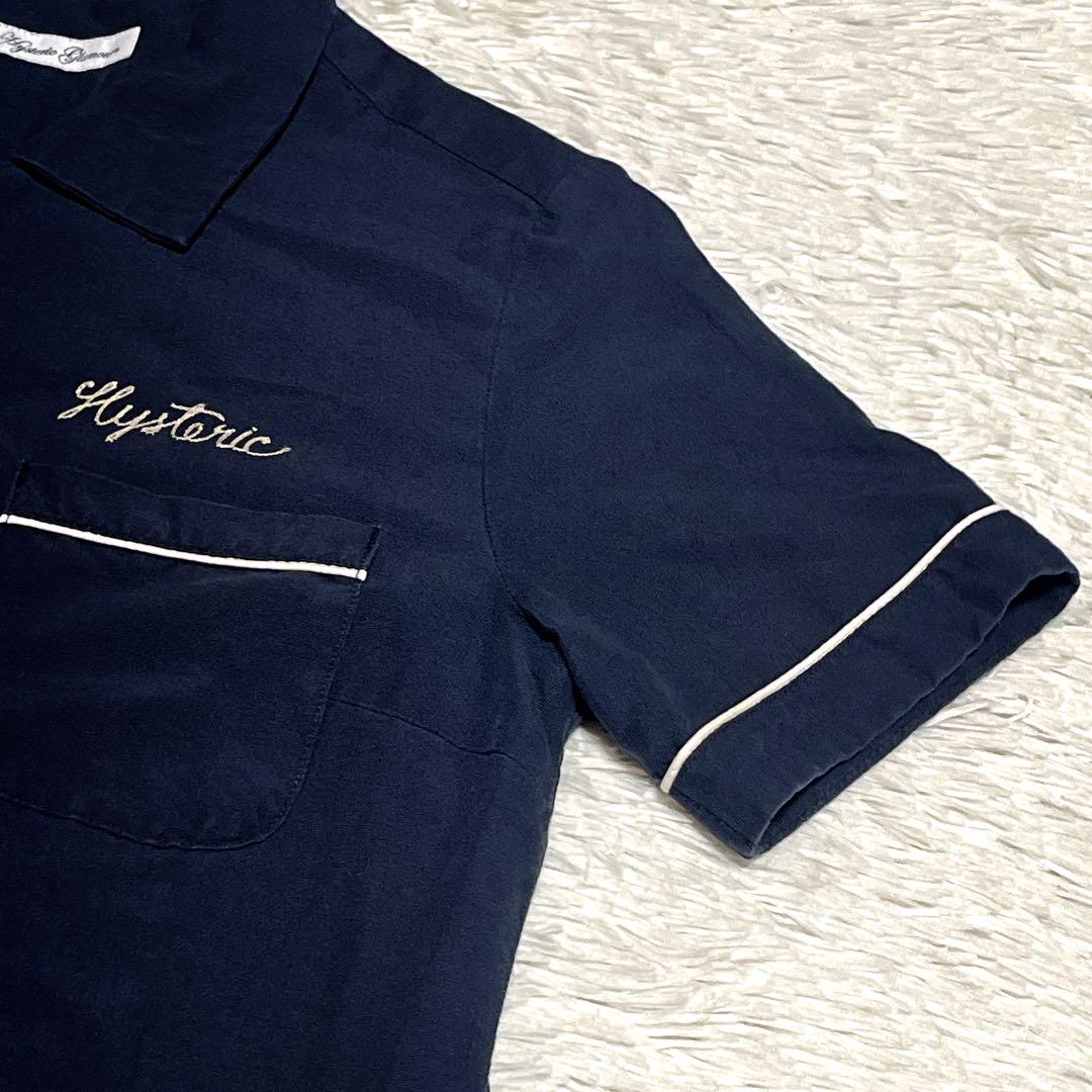 レア　ヒステリックグラマー　半袖　ボーリングシャツ　ヒスガール　ネイビー　夏服 レア ヒステリックグラマー 半袖 ボーリングシャツ ヒスガール