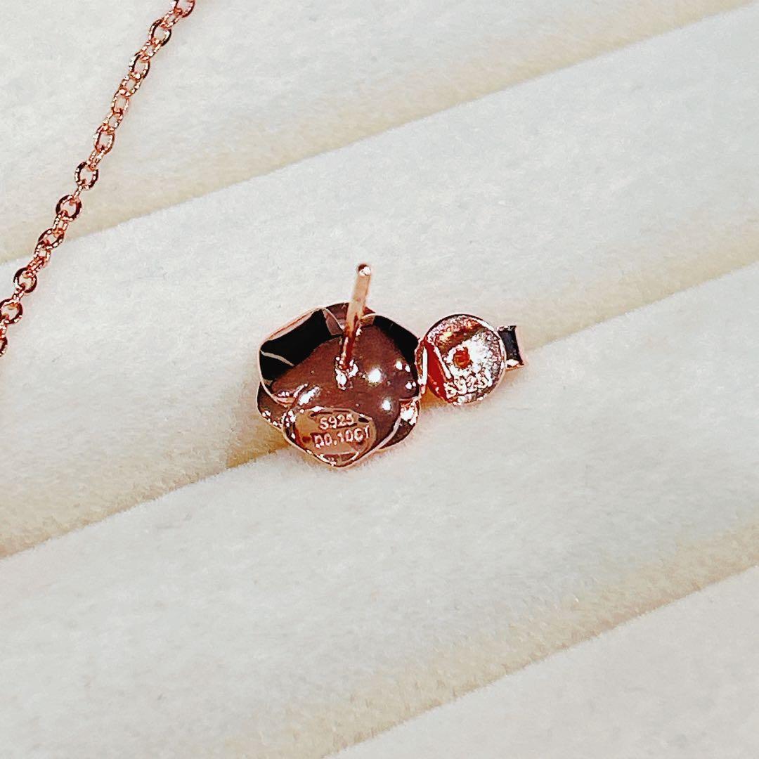 ネックレス ピアス モアサナイト シルバー925 14k 2set バラ ピンク