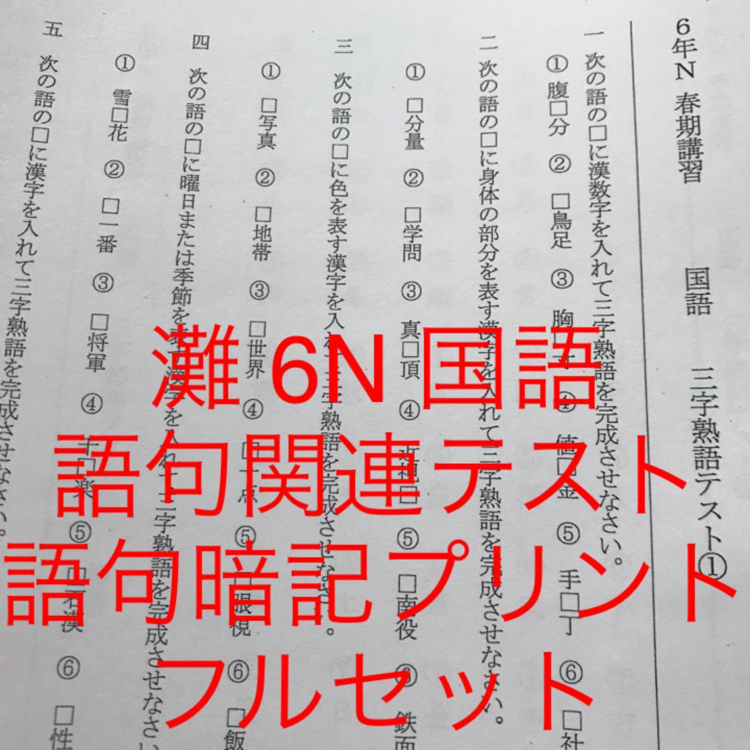馬渕教室 灘 6N 国語 語句関連テストセット + 語句暗記プリント フルセット