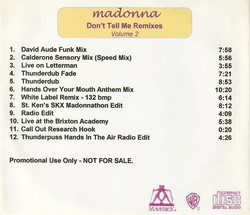 新規購入 REMIXES Me Tell Don't マドンナ 2 洋楽 CD リミックス集 洋楽