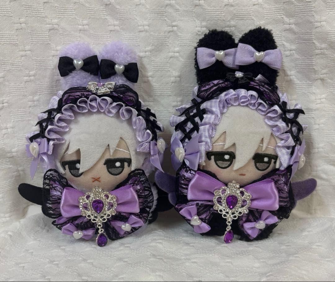 ちびぐるみ　ぬい服　うさぎ　紫　黒　2着セット