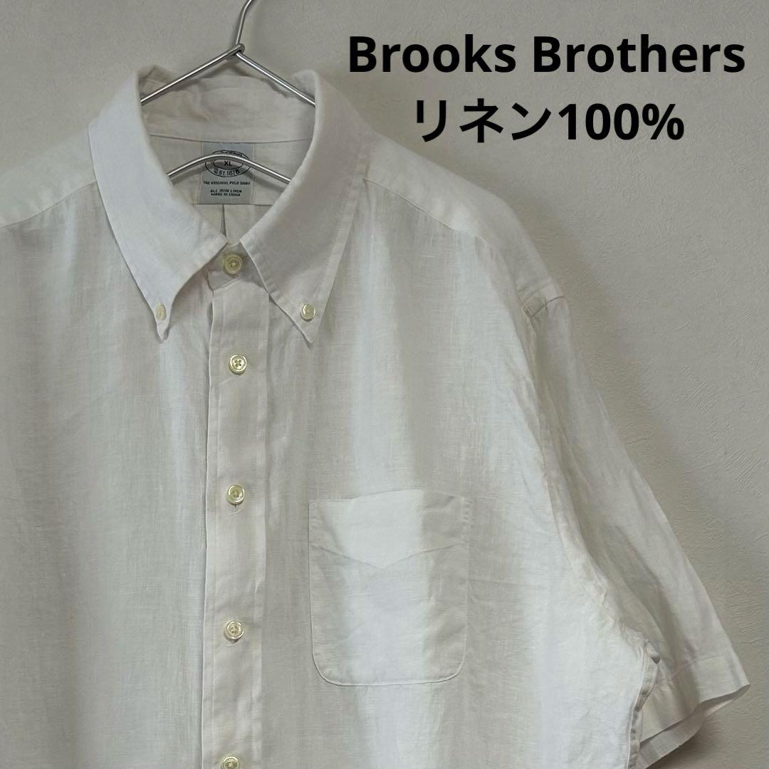 美品 90s Brooks Brothers リネン100% 半袖BDシャツ