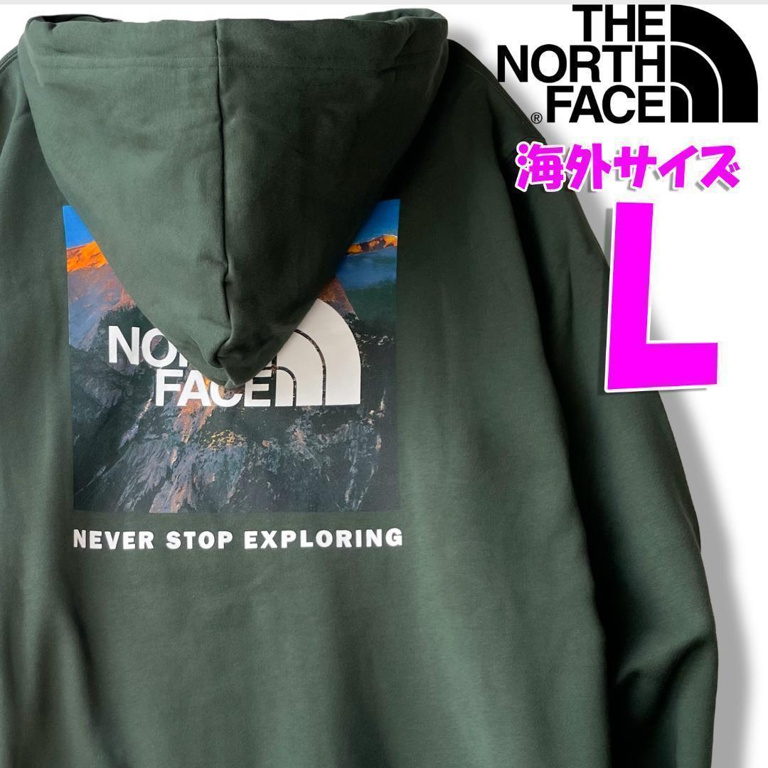 ノースフェイス メンズ パーカー 海外L 日本LL相当 新品 緑 pnndl