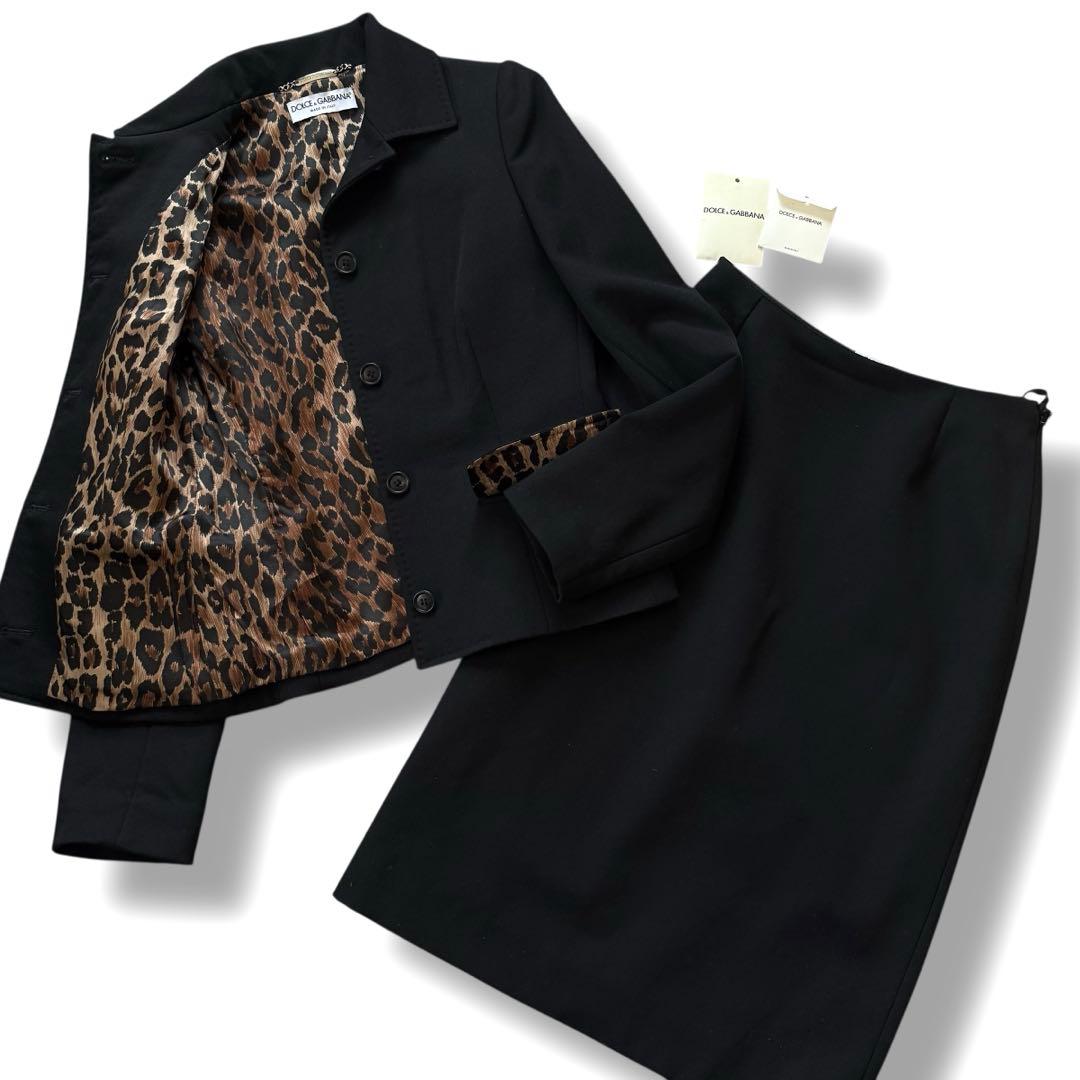 裏地レオパード ドルチェ ガッバーナ セットアップ ジャケット スカート 38M D G Dolce&Gabbana