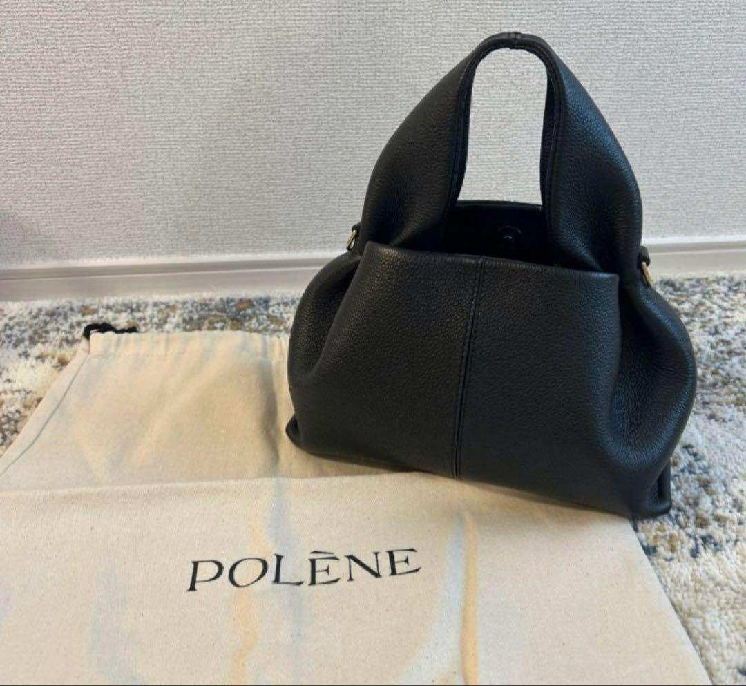 【希望価格提示】 POLÈNE 黒 レザー ハンドバッグ