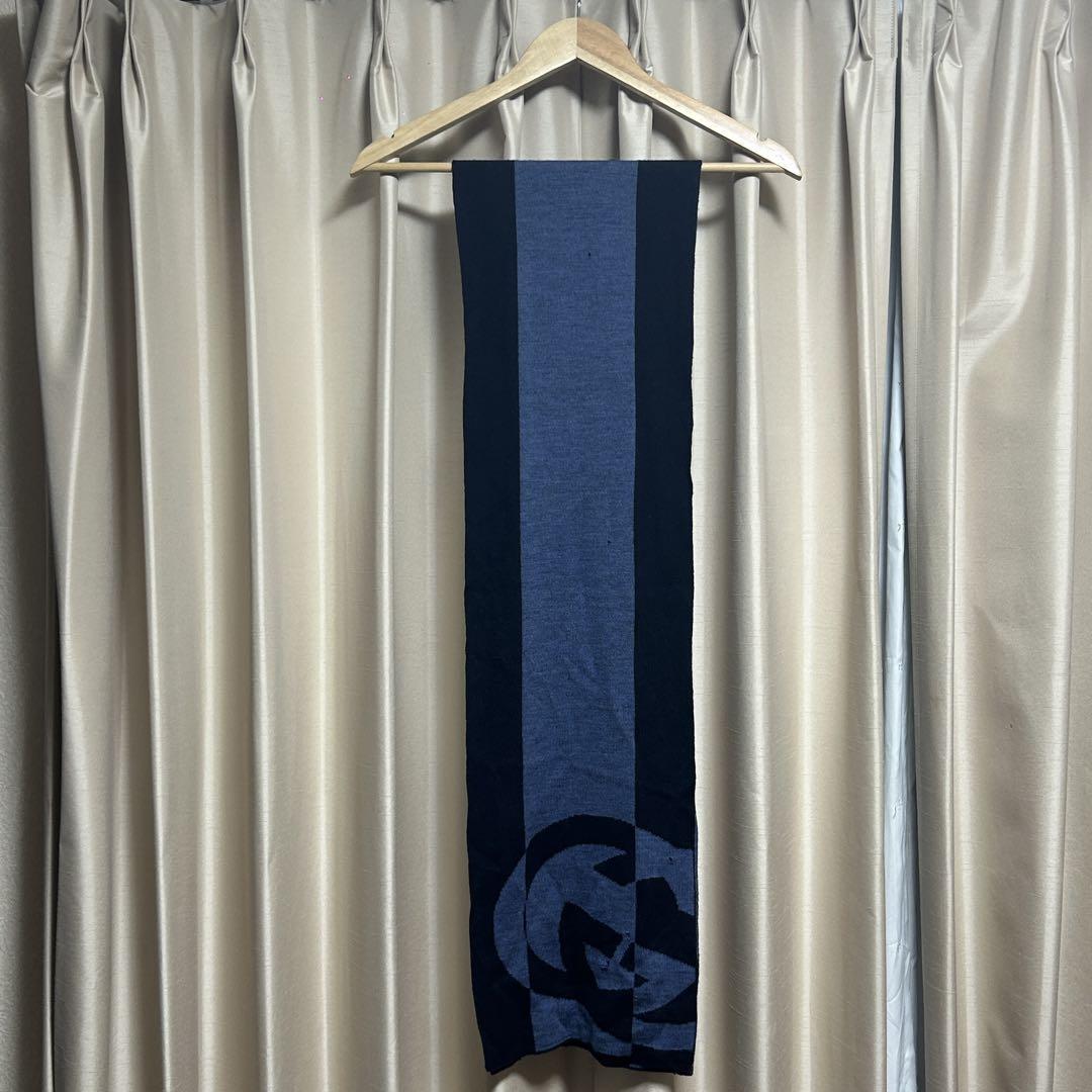 GUCCI ギフト包装用紙袋 ネイビー 大 マフラー gucci-l-2.jpg