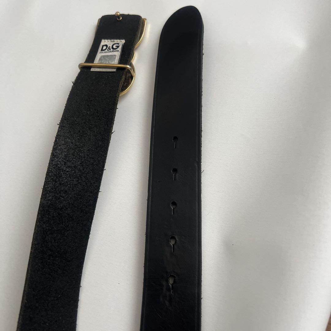 D&G ブラックレザーベルト ゴールドバックル