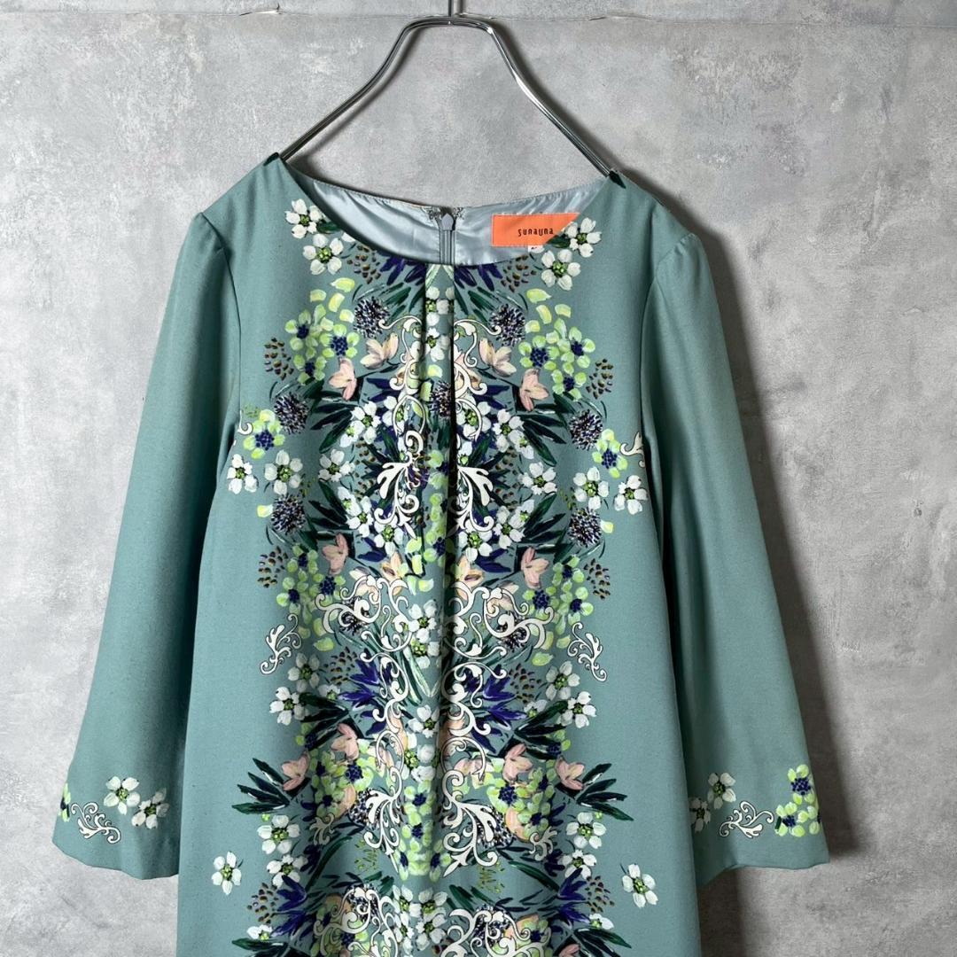sunauna オリエンタル 花柄 ワンピース 定価30800 N883