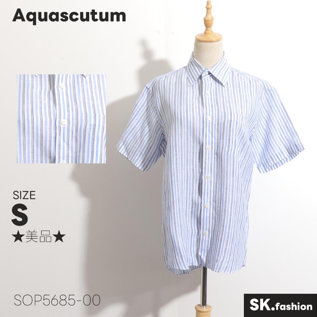 ★美品★ Aquascutum アクアスキュータム シャツ 半袖 ストライプ