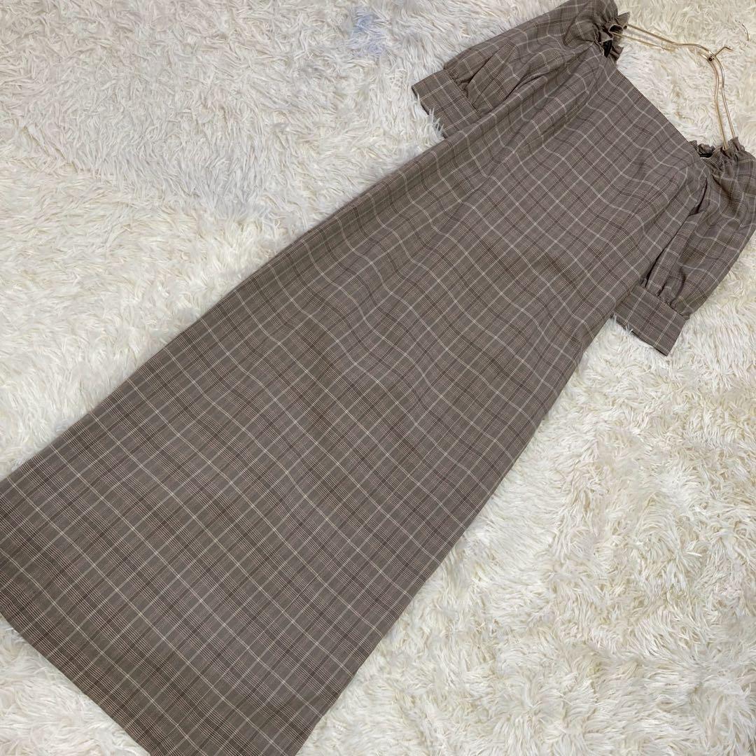 《美品》 allamanda チェック柄ワンピース ブラウン 38 フリル