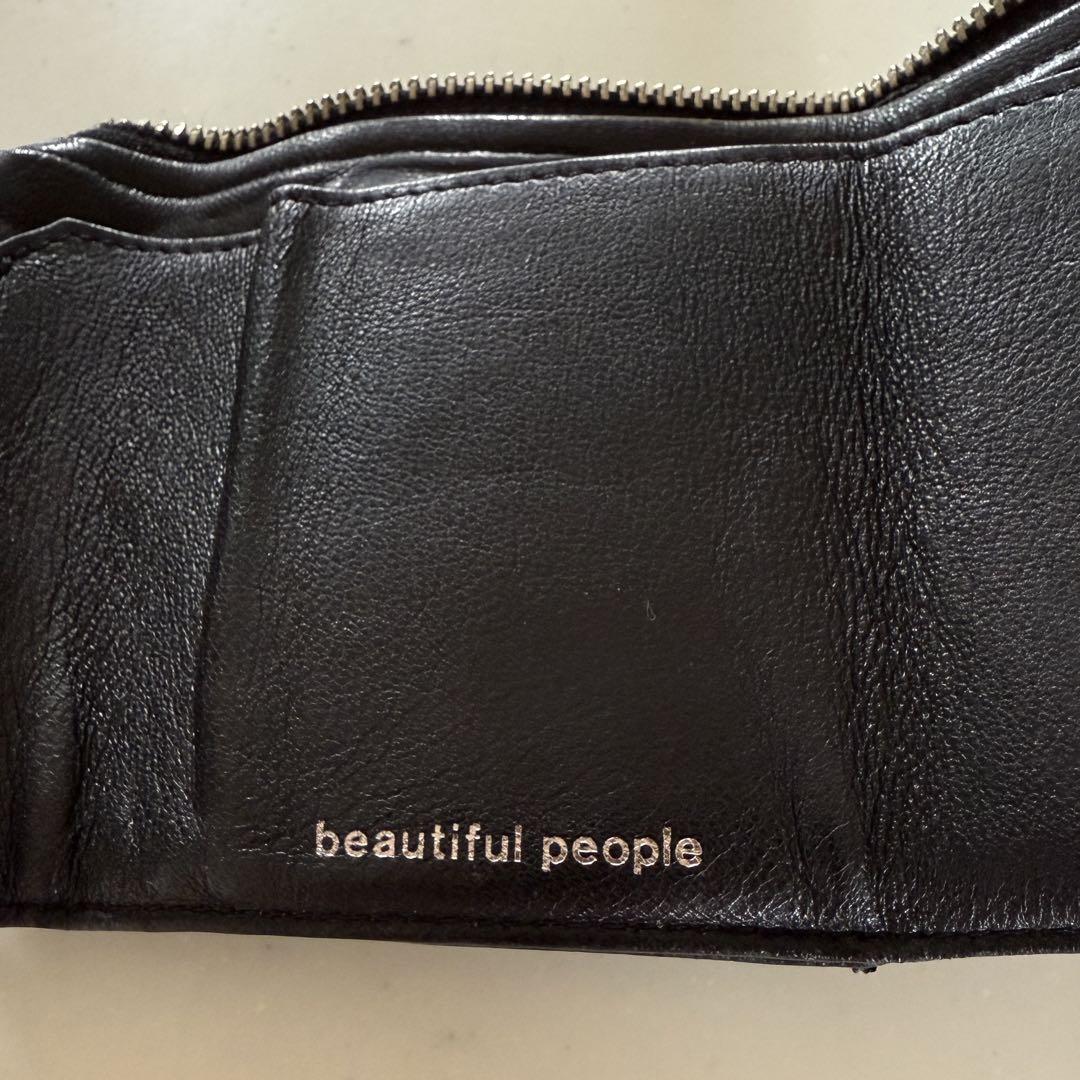 beautiful people 三つ折り財布 ブラック