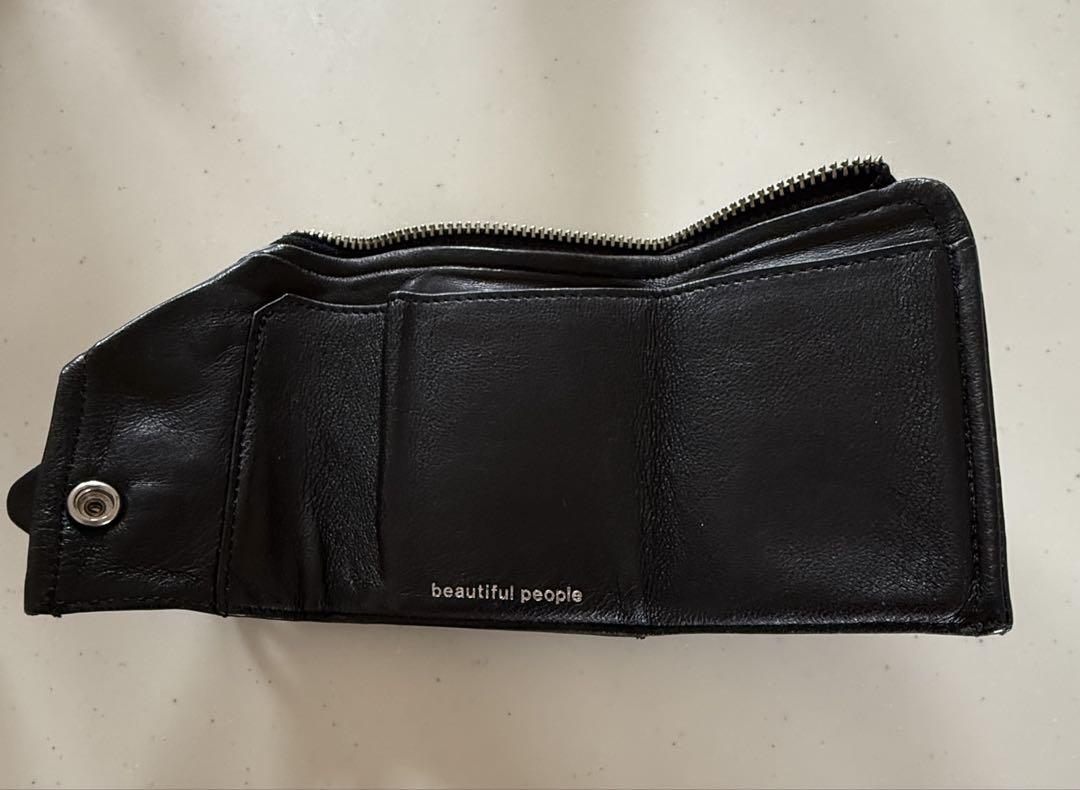 beautiful people 三つ折り財布 ブラック