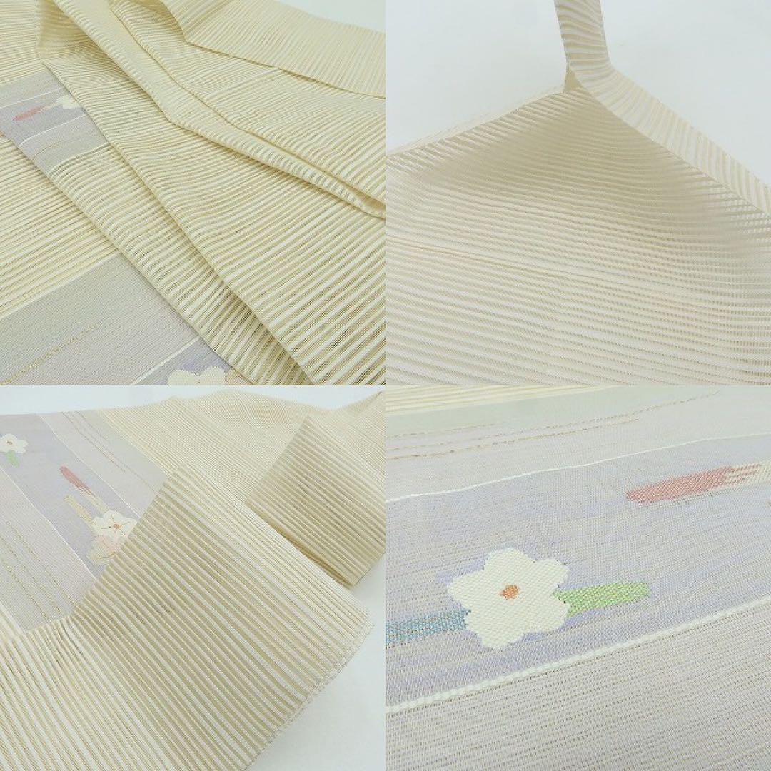 新品 正絹 金銀糸箔 刺繍 絽綴れ 夏なごや帯 着物 A3035 - メルカリ