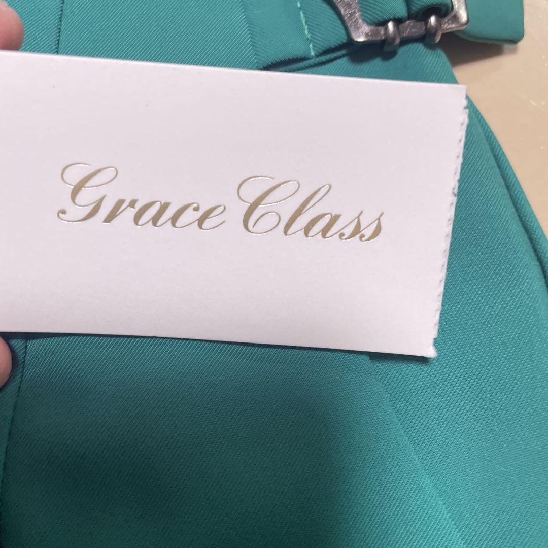 【GRACE Class】グリーン ワイドパンツ タックパンツ
