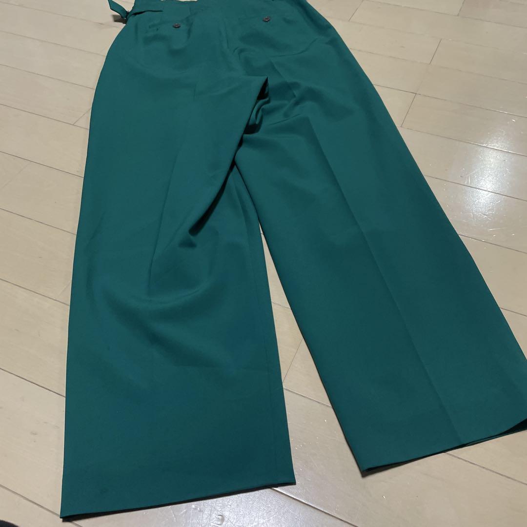 【GRACE Class】グリーン ワイドパンツ タックパンツ