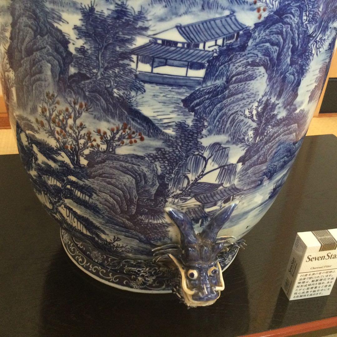 景徳鎮呉須山水壺　超高級品