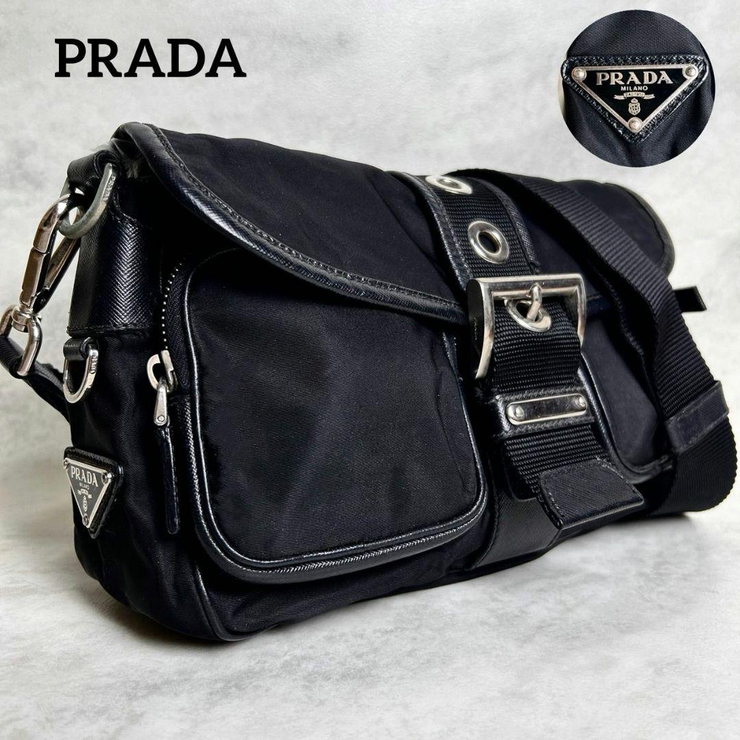 PRADA Y2K 00s ショルダーバッグ ナイロン テスート 三角ロゴ 黒