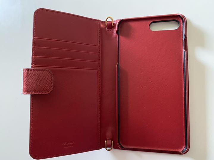 新品大得価 プラダ ショルダーチェーン付 赤 SmVru-m79135792178 PRADA iPhone7plus手帳型ケース 100%新品豊富な