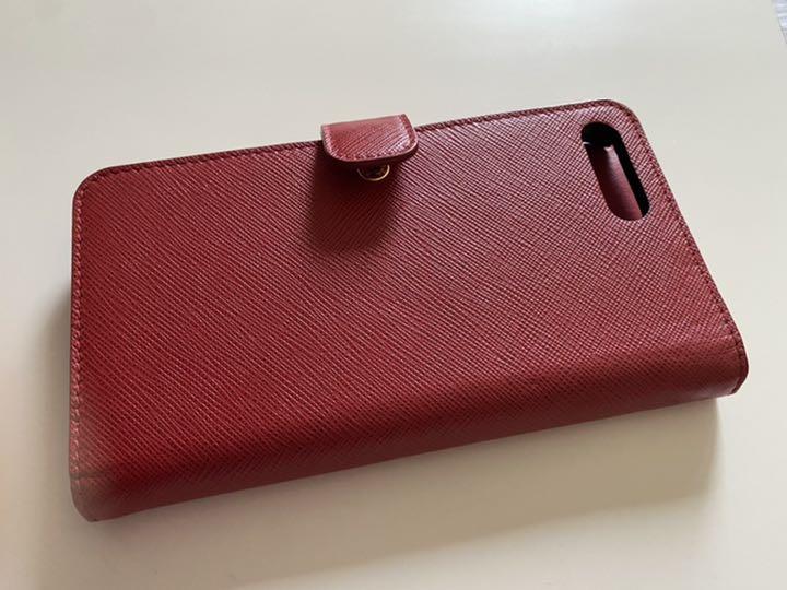 新品大得価 プラダ ショルダーチェーン付 赤 SmVru-m79135792178 PRADA iPhone7plus手帳型ケース 100%新品豊富な